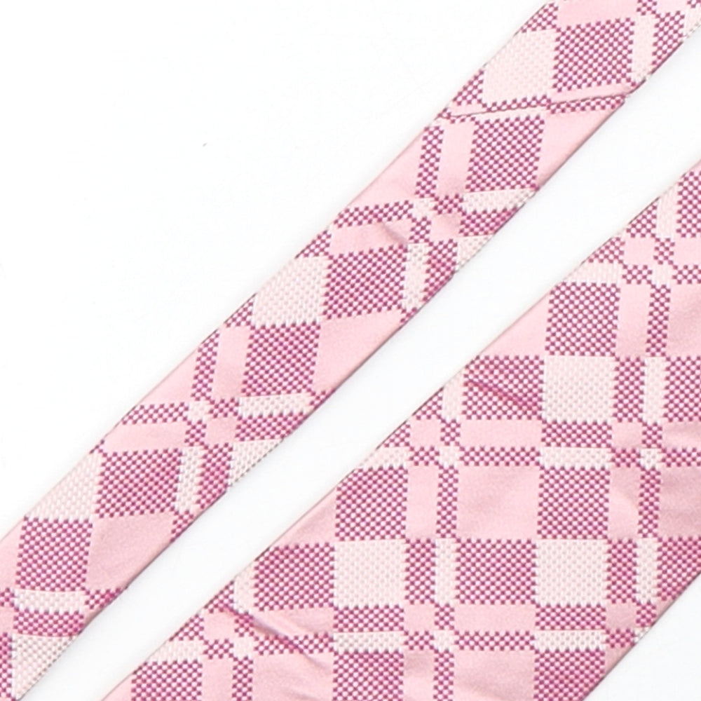 Van Heusen Mens Pink Plaids & Checks Silk Pointed Tie One Size