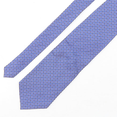 Milano Mens Blue Plaids & Checks Silk Pointed Tie One Size
