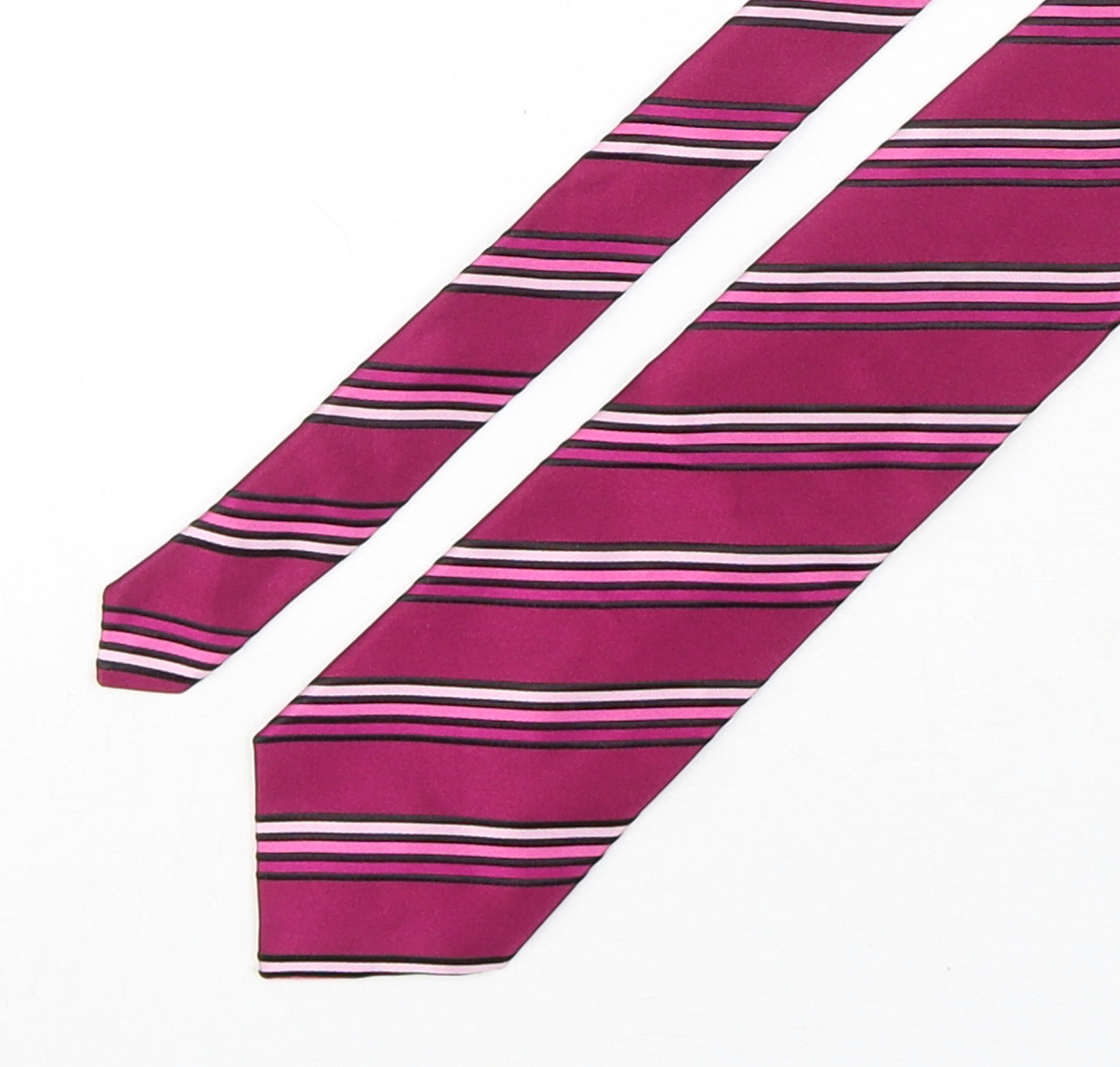 Marks and Spencer Mens Purple Striped Silk Pointed Tie One Size