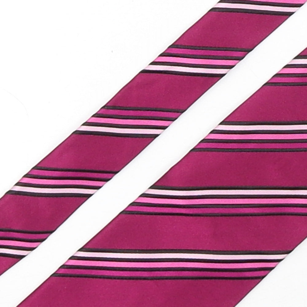 Marks and Spencer Mens Purple Striped Silk Pointed Tie One Size