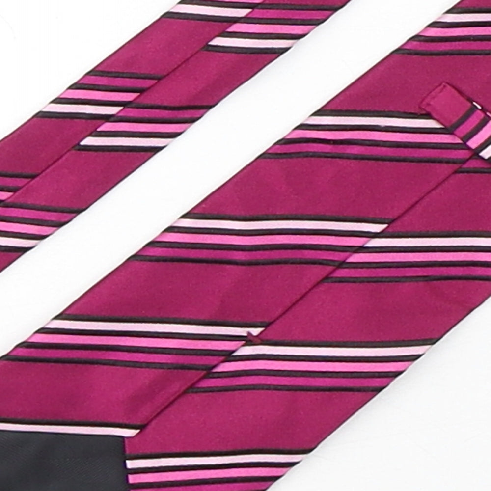 Marks and Spencer Mens Purple Striped Silk Pointed Tie One Size