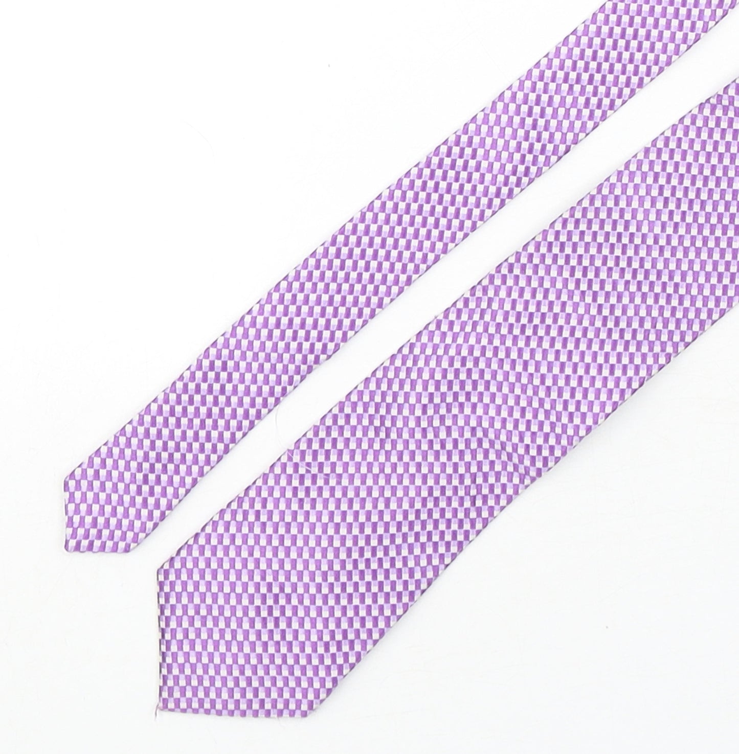 Next  Mens Purple Plaids & Checks Silk Pointed Tie One Size