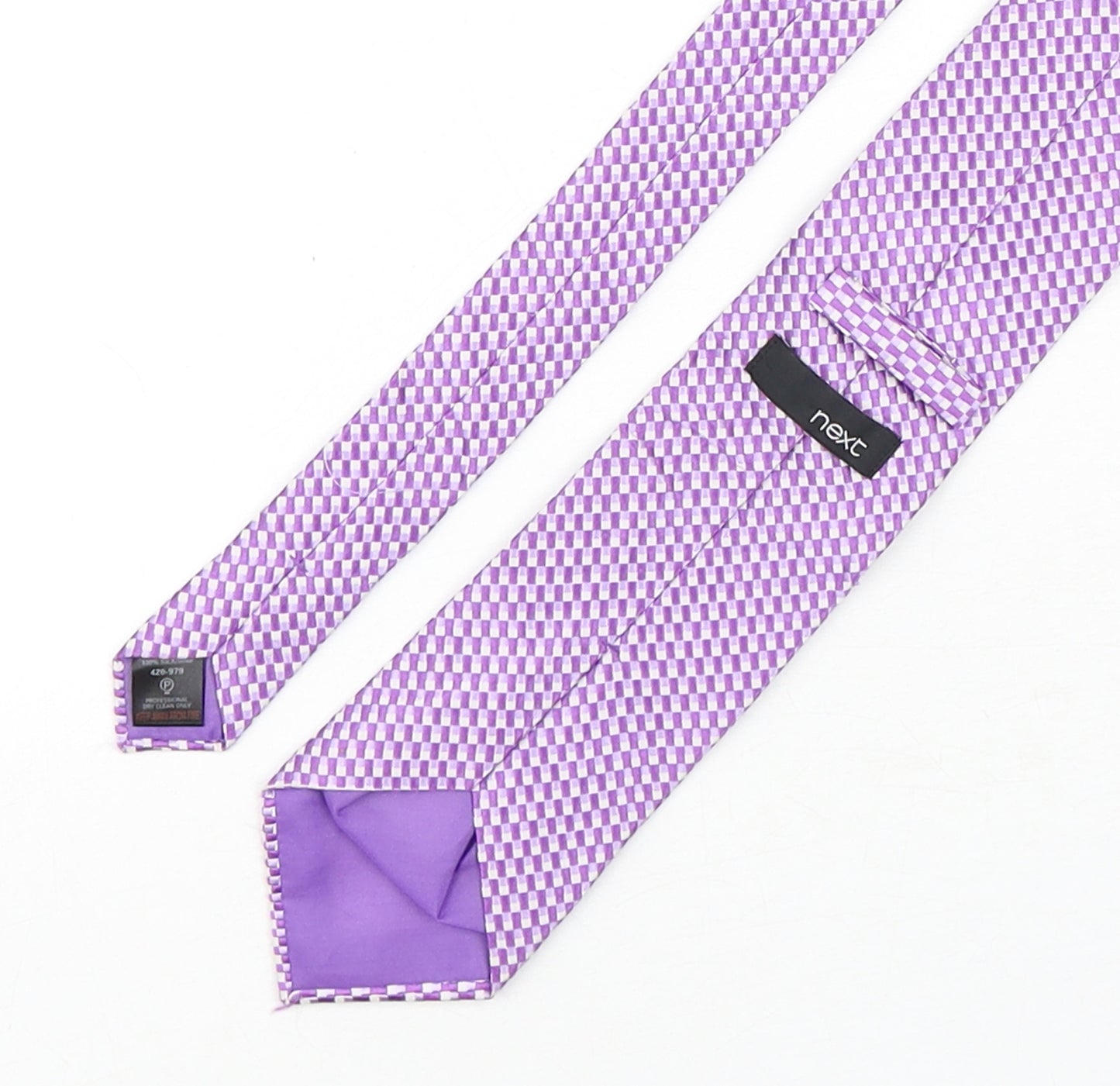 Next  Mens Purple Plaids & Checks Silk Pointed Tie One Size