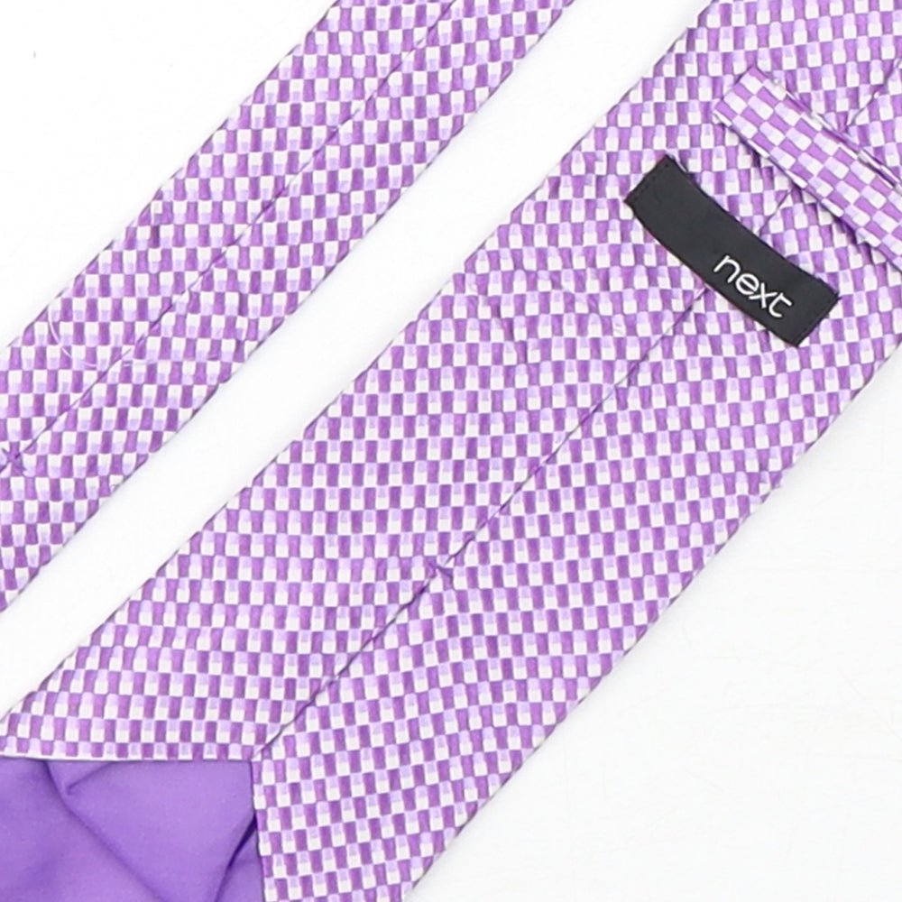 Next  Mens Purple Plaids & Checks Silk Pointed Tie One Size