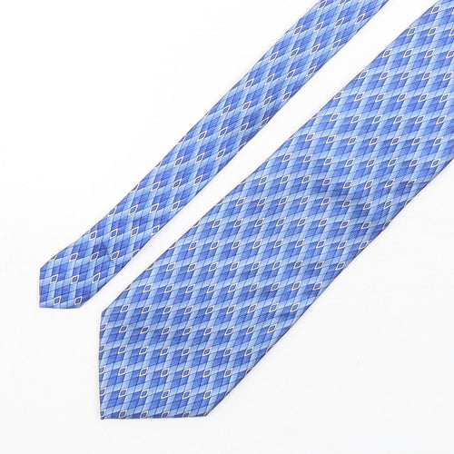 Milano  Mens Blue Geometric Silk Pointed Tie One Size