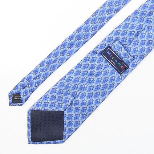 Milano  Mens Blue Geometric Silk Pointed Tie One Size