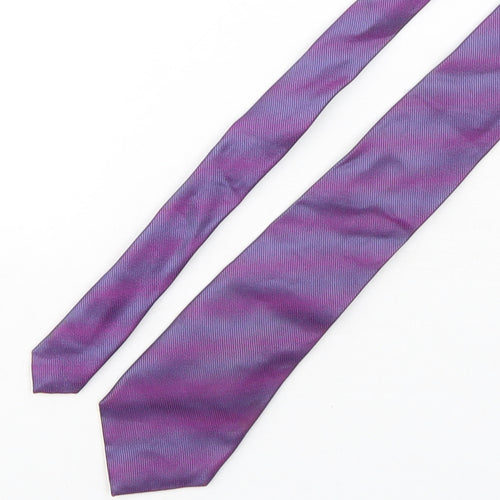 Autograph Mens Purple Striped Silk Pointed Tie One Size