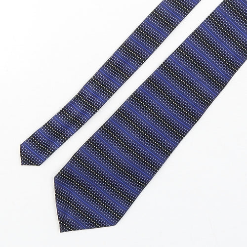 savatini Mens Blue Polka Dot Polyester Pointed Tie One Size