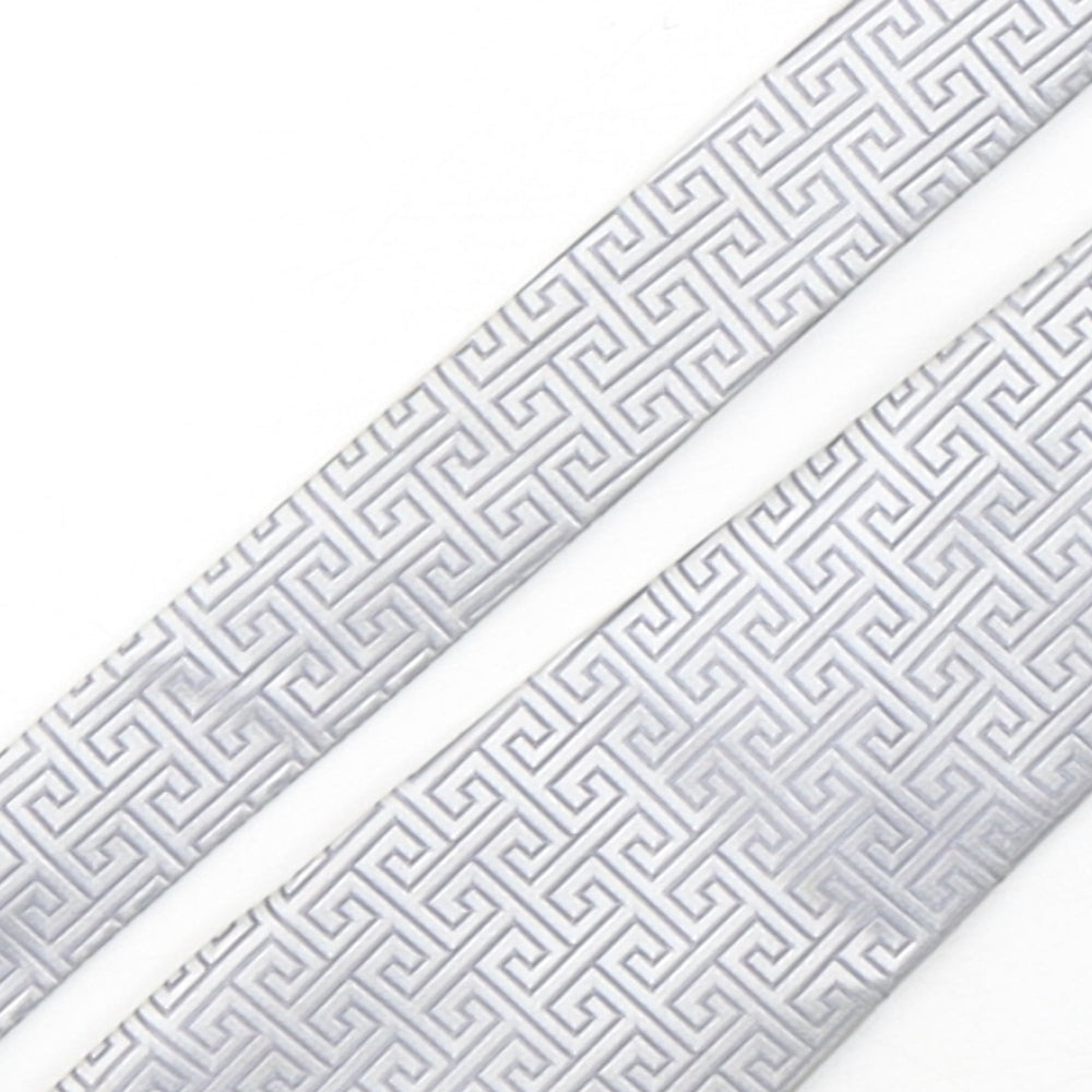 Jason & Vouge  Mens Silver Geometric Silk Pointed Tie One Size