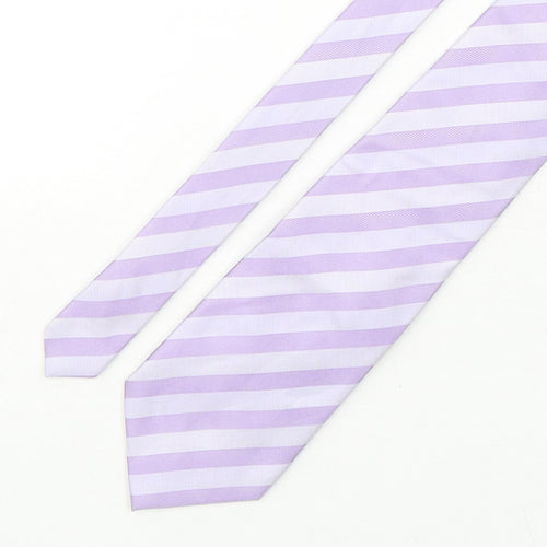 St George Mens Purple Striped Silk Pointed Tie One Size
