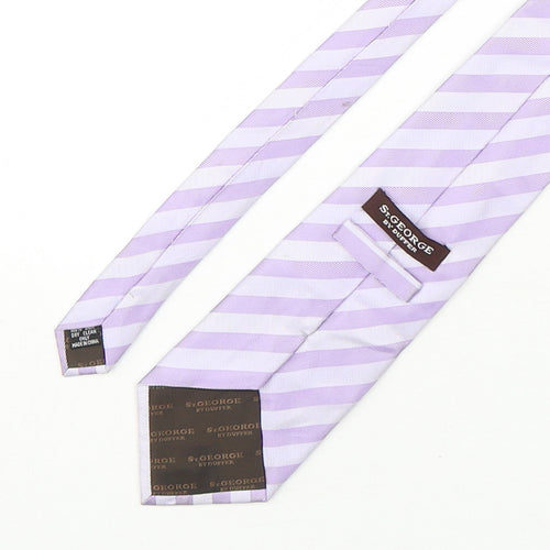 St George Mens Purple Striped Silk Pointed Tie One Size