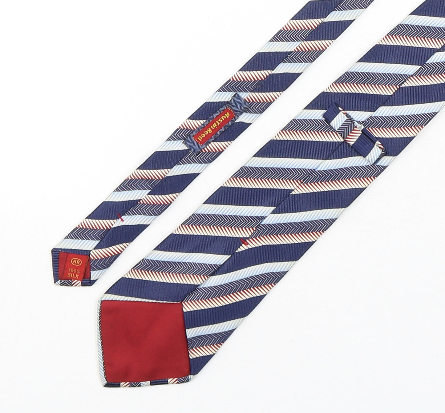 Austin Reed  Mens Multicoloured Striped Silk Pointed Tie One Size