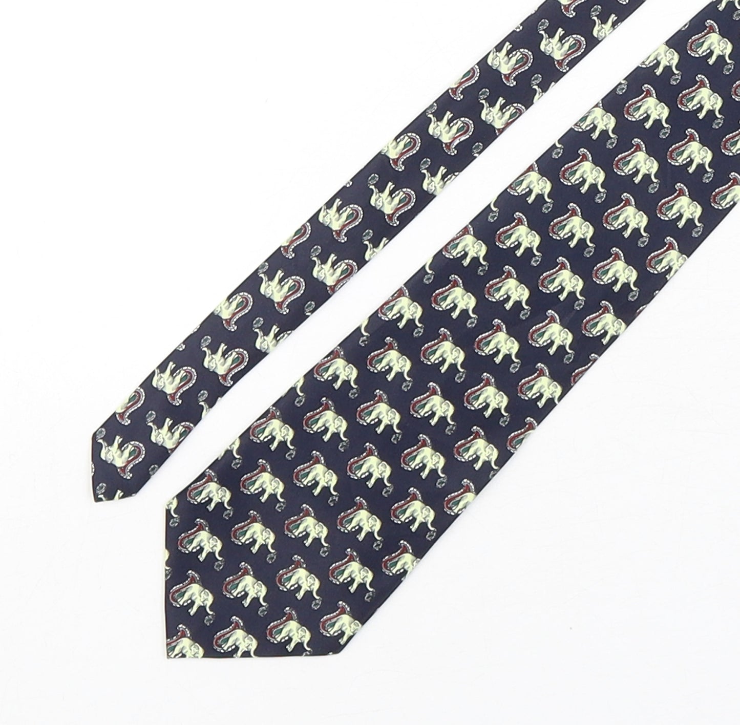 Sette & Bello  Mens Multicoloured Paisley Silk Pointed Tie One Size - Elephants