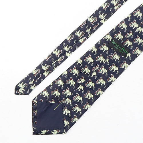 Sette & Bello  Mens Multicoloured Paisley Silk Pointed Tie One Size - Elephants