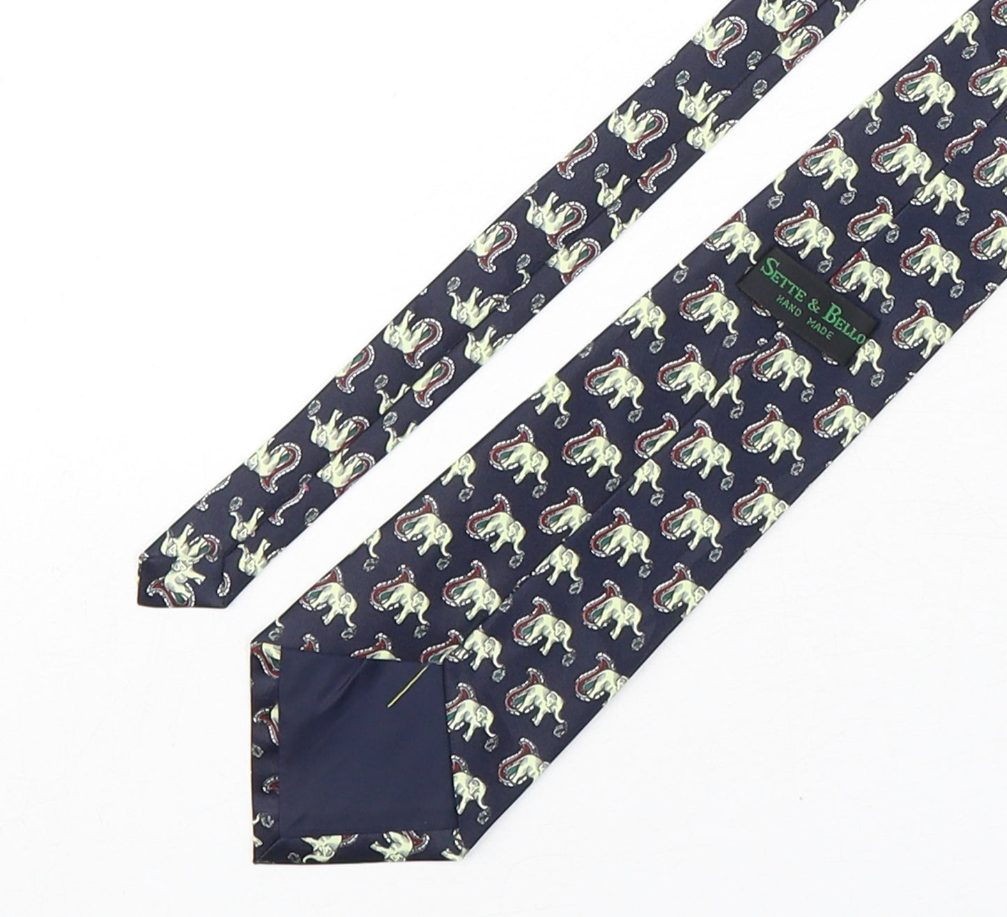 Sette & Bello  Mens Multicoloured Paisley Silk Pointed Tie One Size - Elephants