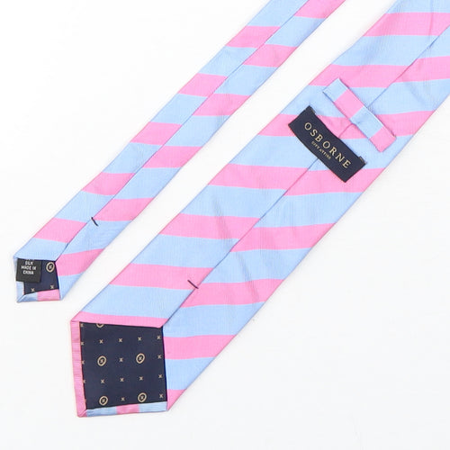 Osborne  Mens Multicoloured Striped Silk Pointed Tie One Size