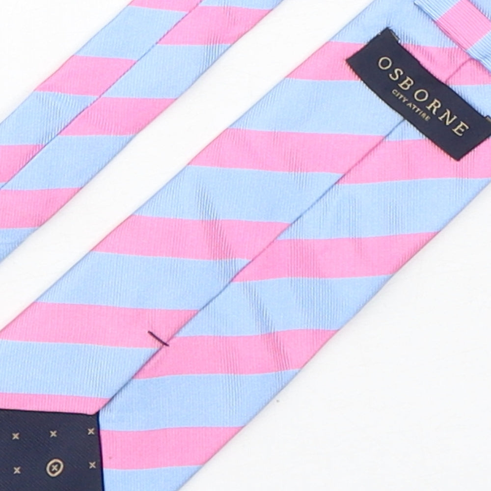 Osborne  Mens Multicoloured Striped Silk Pointed Tie One Size
