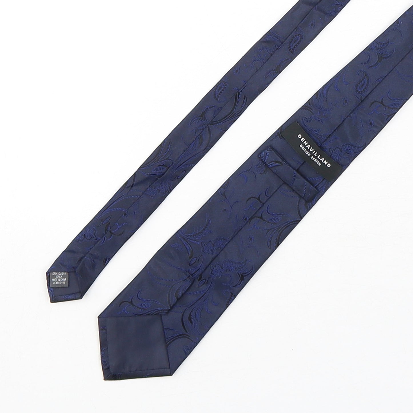 Dehavilland Mens Blue Paisley Silk Pointed Tie One Size