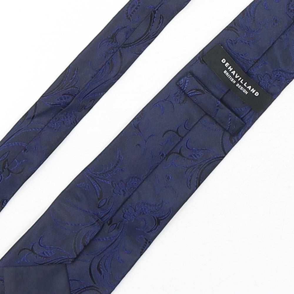 Dehavilland Mens Blue Paisley Silk Pointed Tie One Size