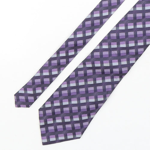 Michelsons Mens Purple Plaids & Checks Silk Pointed Tie One Size
