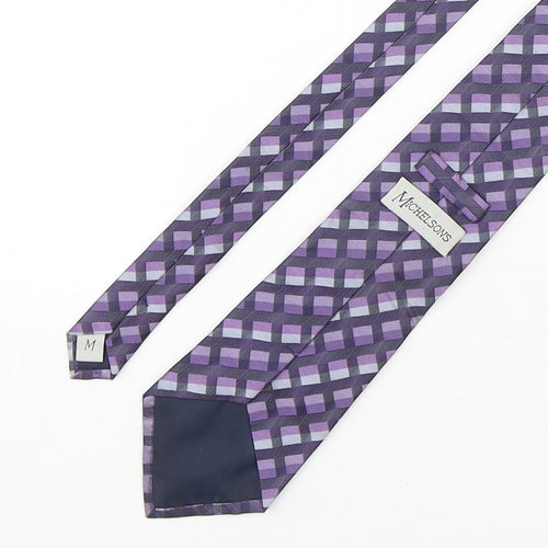 Michelsons Mens Purple Plaids & Checks Silk Pointed Tie One Size