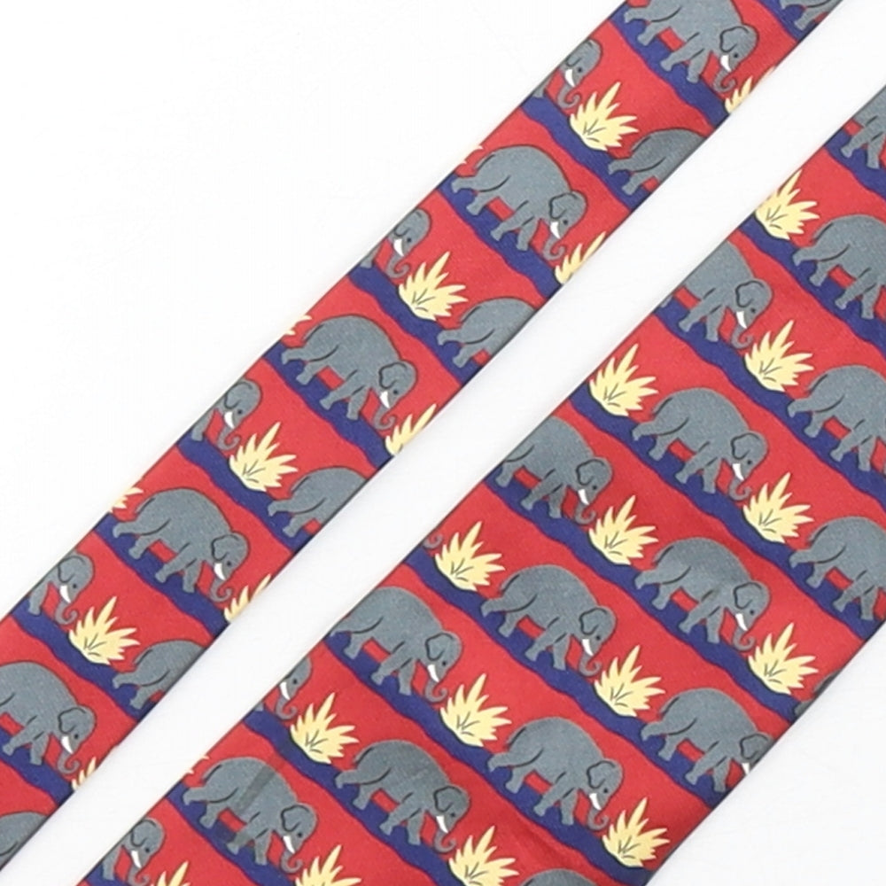 Marks and Spencer Mens Multicoloured Geometric Silk Pointed Tie One Size - Elephants
