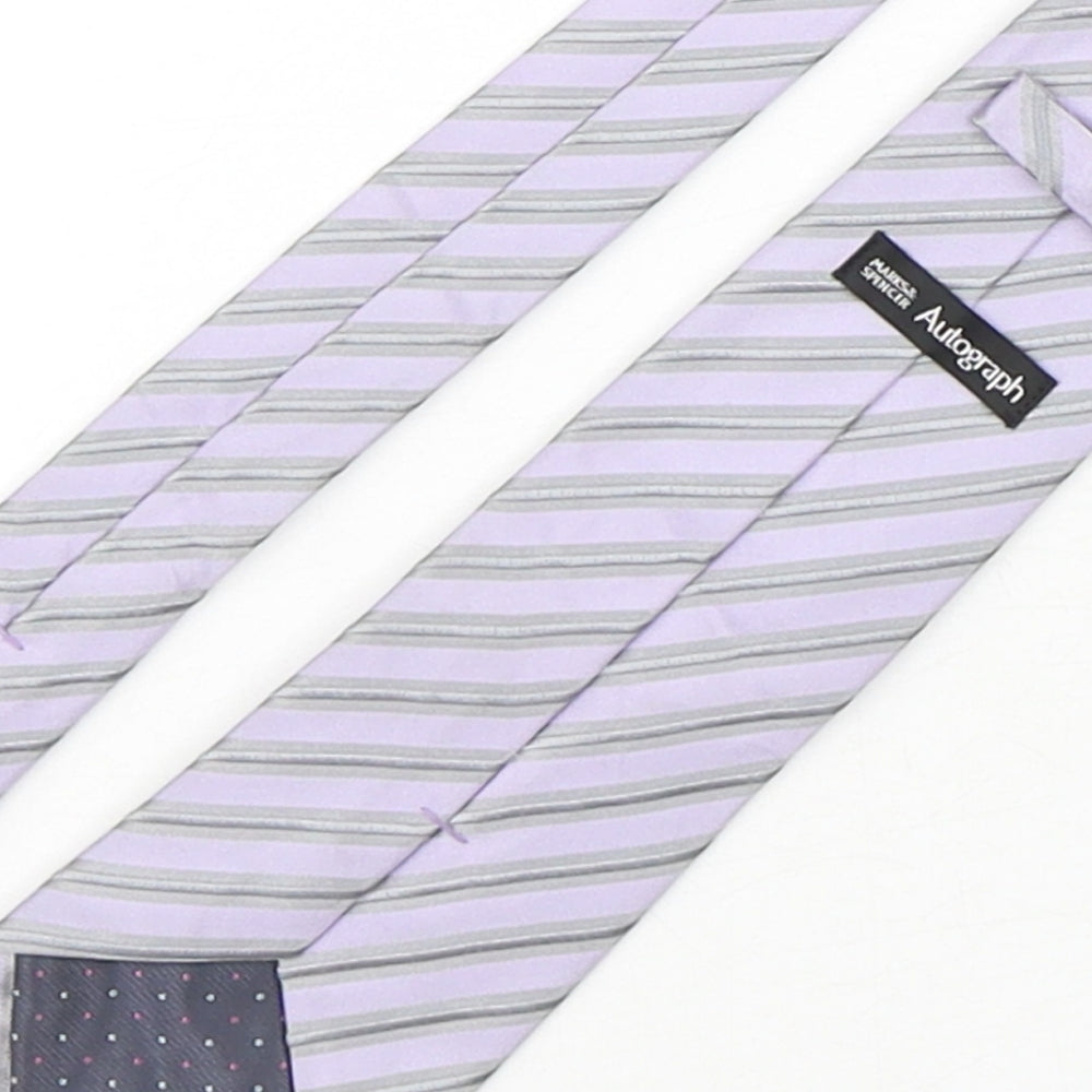 Autograph Mens Multicoloured Striped Silk Pointed Tie One Size