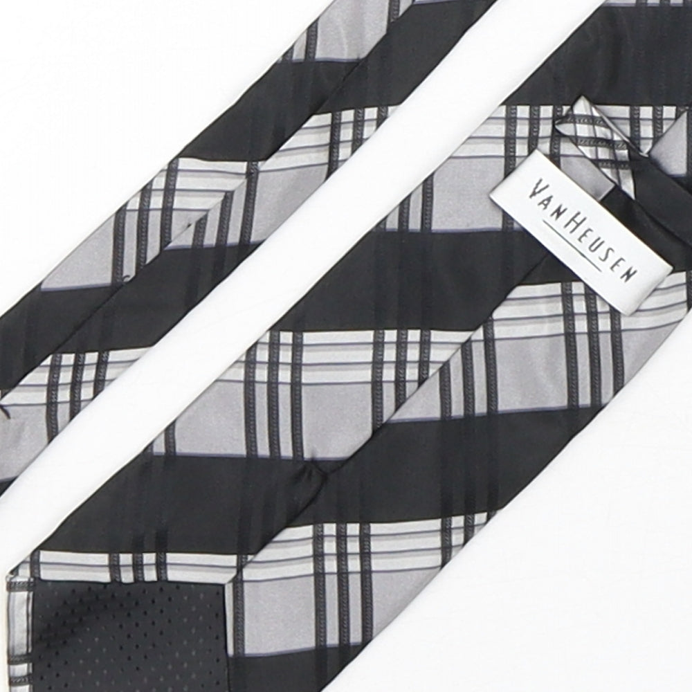 Van Heusen Mens Multicoloured Plaids & Checks Silk Pointed Tie One Size