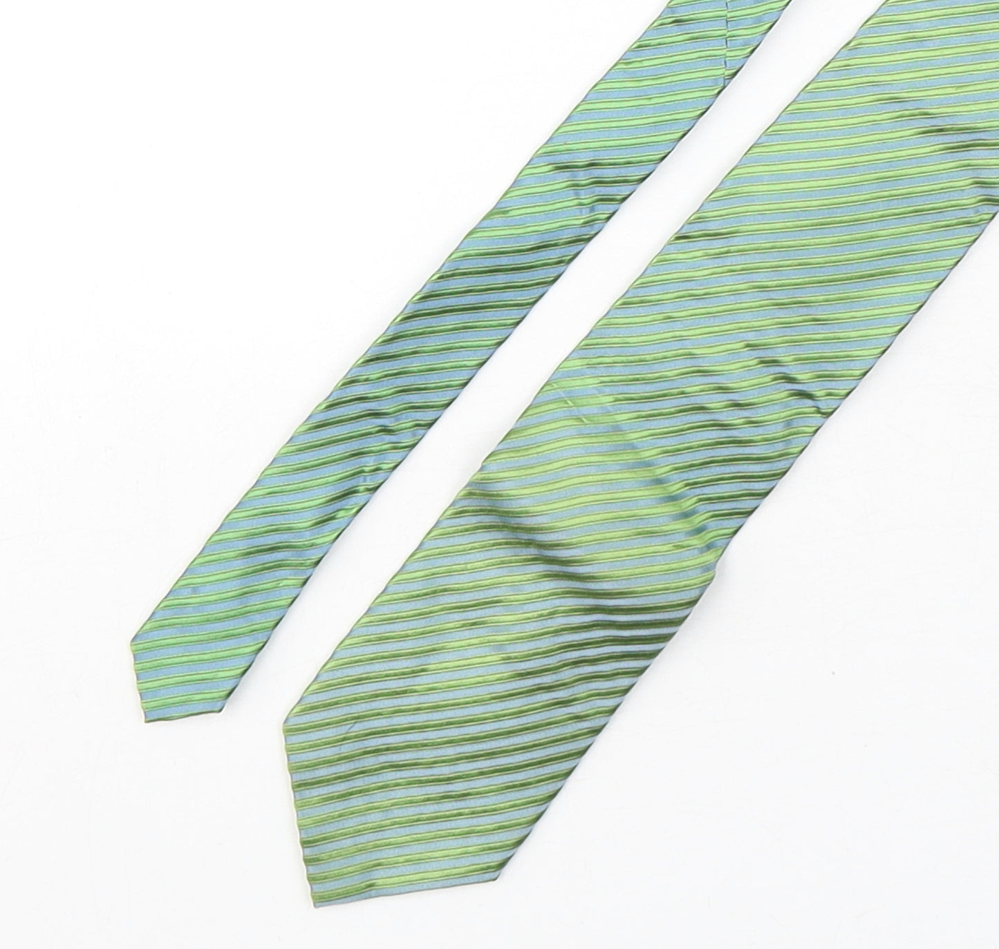 NEXT Mens Green Striped Silk Pointed Tie One Size
