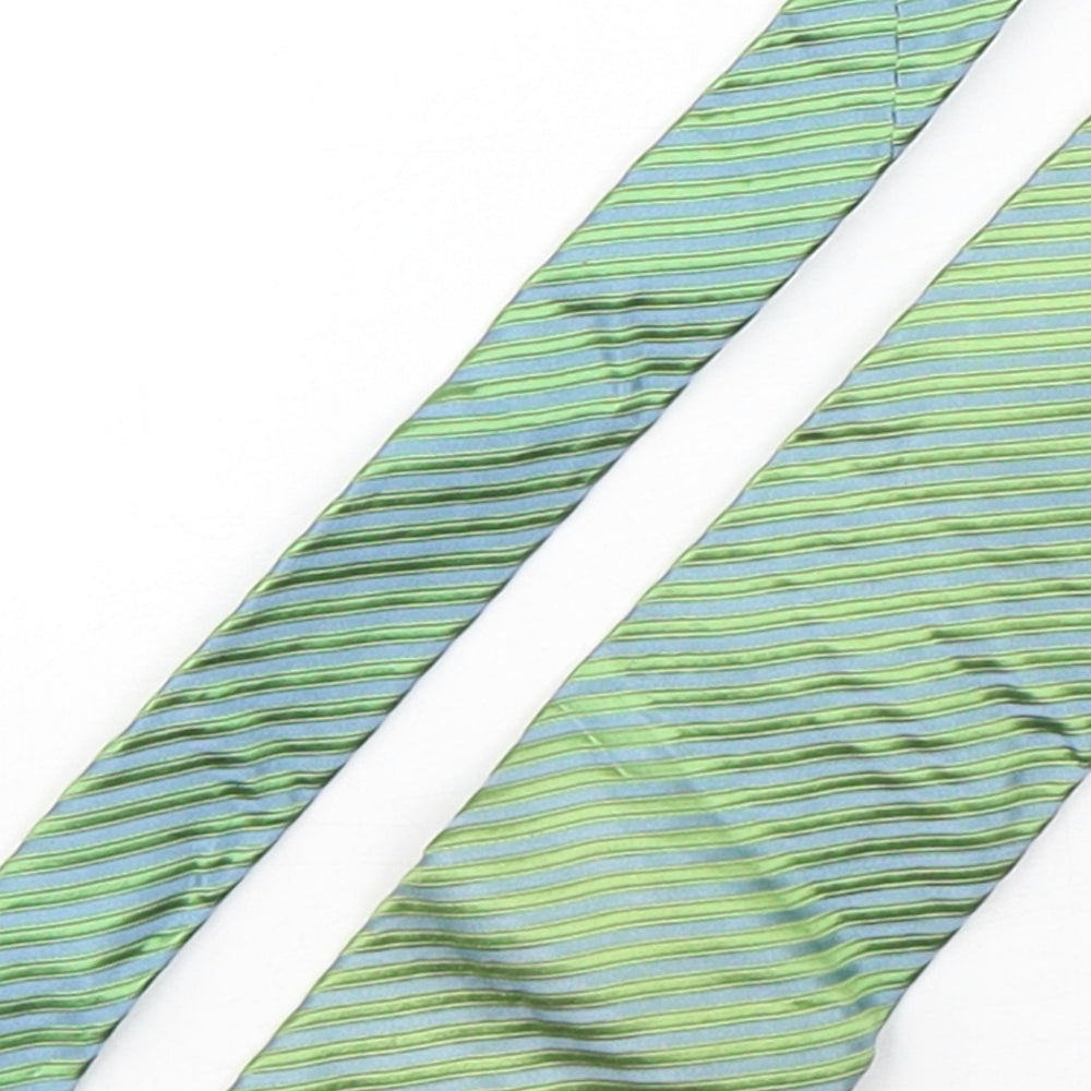 NEXT Mens Green Striped Silk Pointed Tie One Size