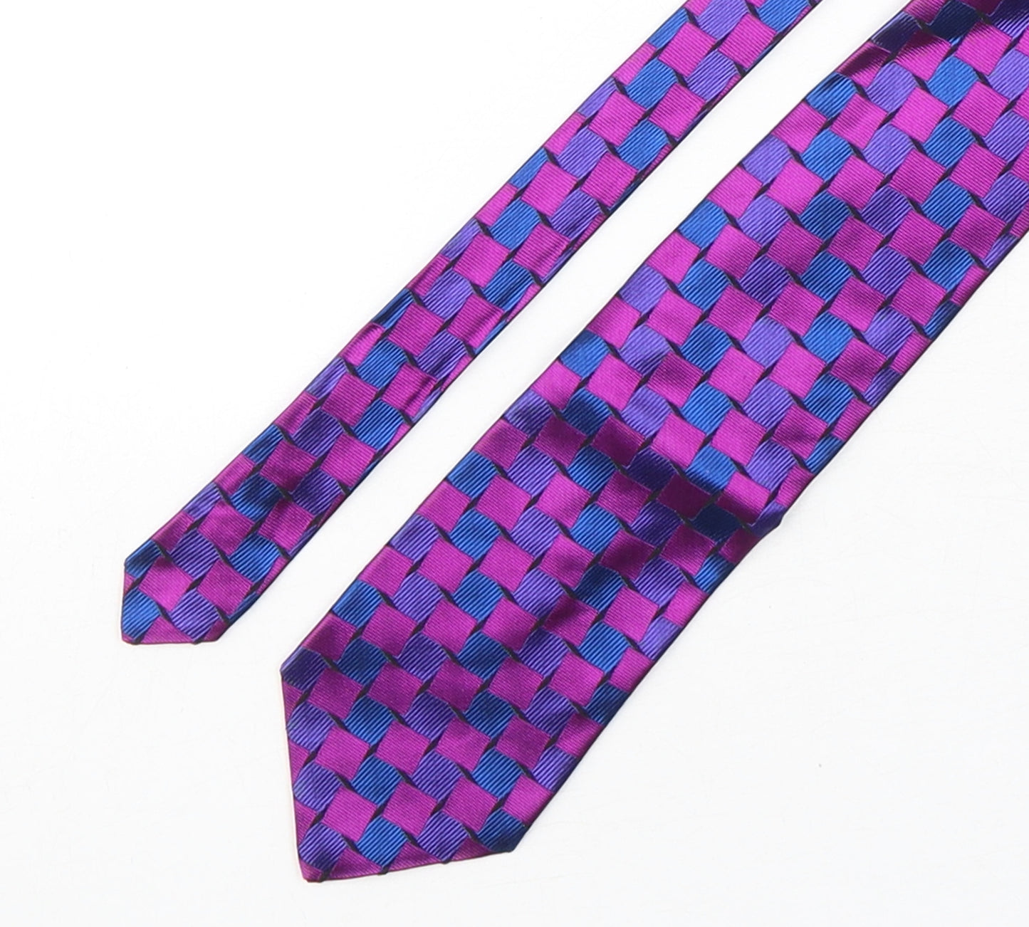 Cavenagh Mens Multicoloured Plaids & Checks Silk Pointed Tie One Size