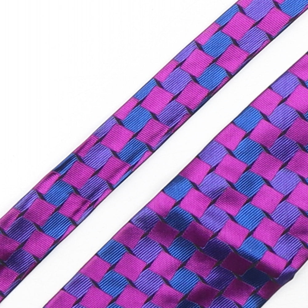 Cavenagh Mens Multicoloured Plaids & Checks Silk Pointed Tie One Size