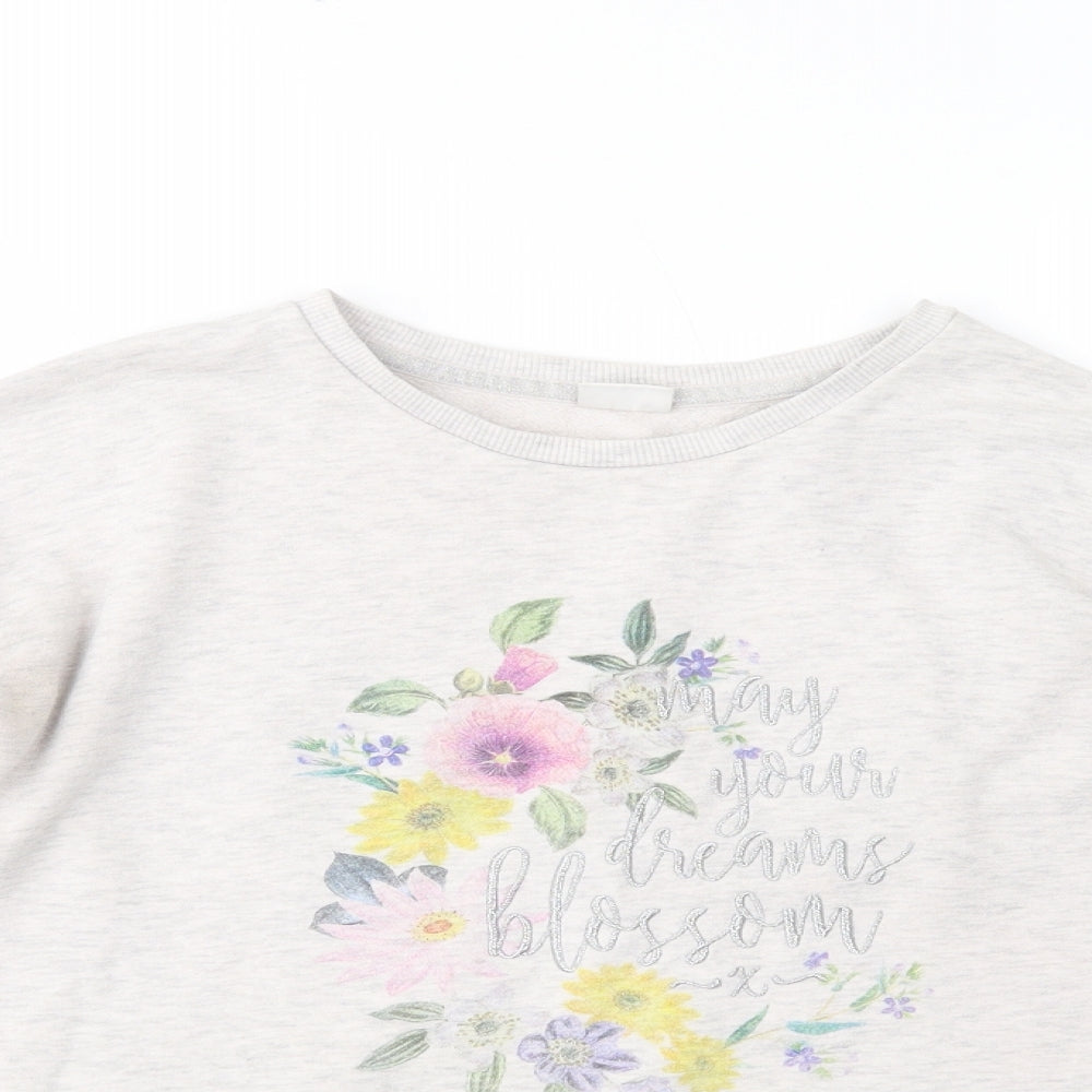 F&F Girls Grey  Cotton Pullover Sweatshirt Size 13-14 Years  Pullover - Blossom