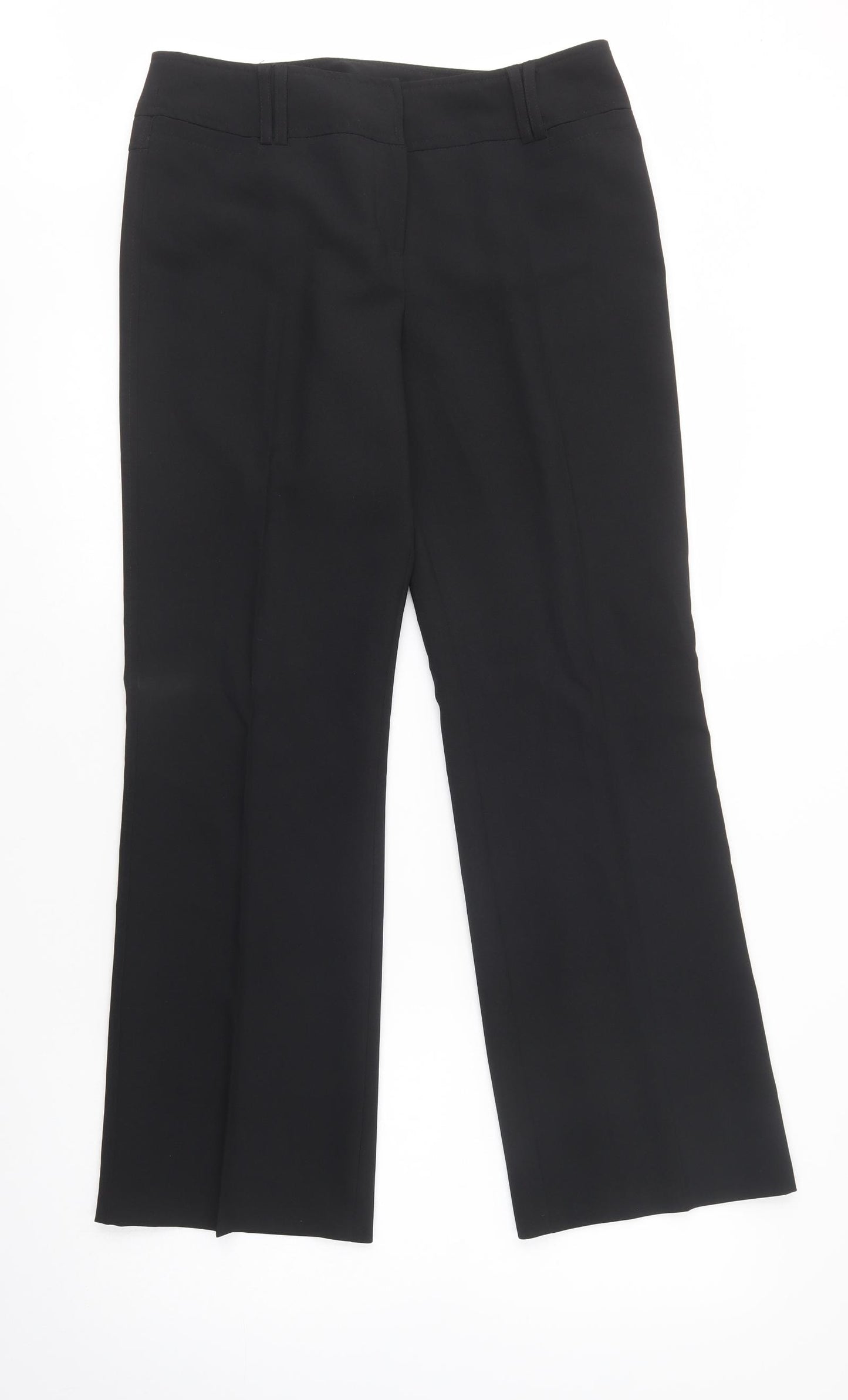 Topshop Womens Black  Polyester Dress Pants Trousers Size 12 L30 in Regular Button