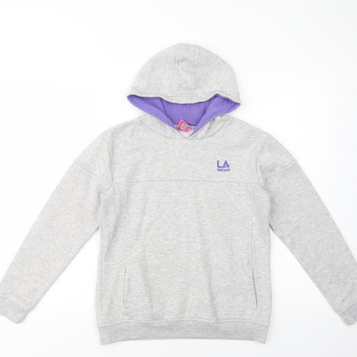 LA Gear Girls Grey  Cotton Pullover Hoodie Size 13 Years  Pullover