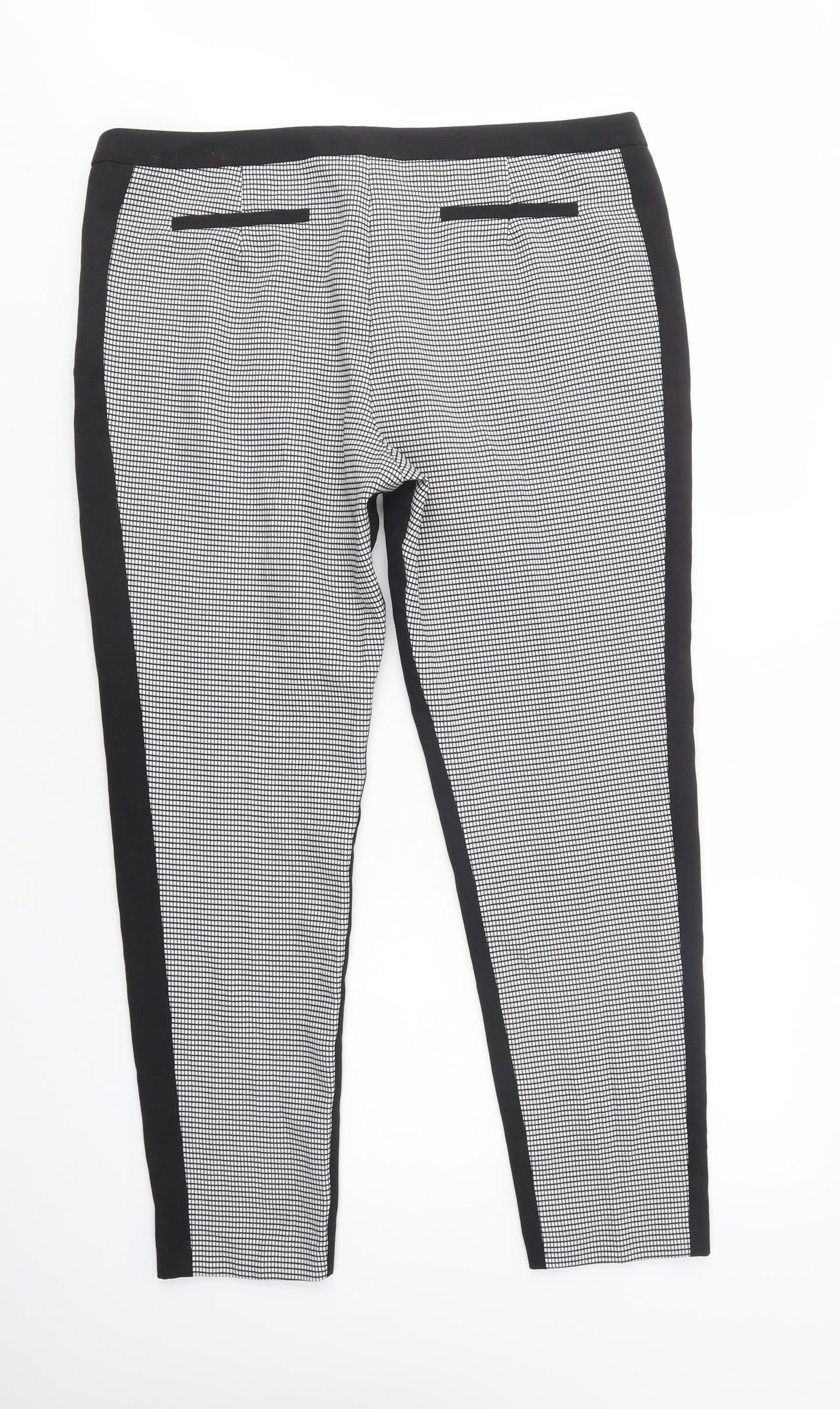 Atmosphere Womens Black Check Polyester Dress Pants Trousers Size 16 L29 in Regular Button