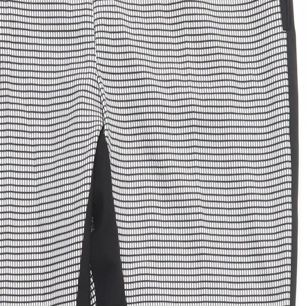 Atmosphere Womens Black Check Polyester Dress Pants Trousers Size 16 L29 in Regular Button
