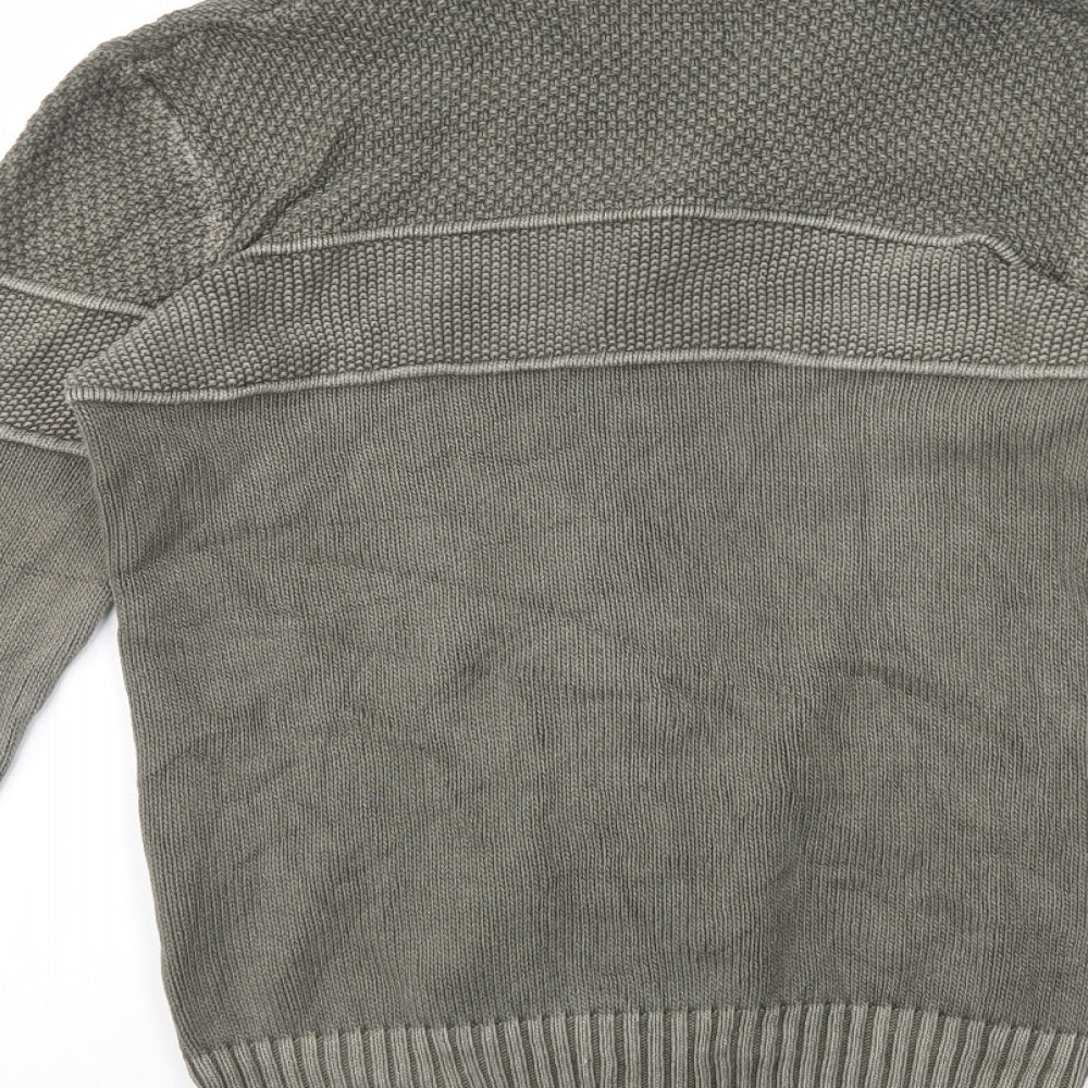 Celio Mens Green Collared  Cotton Cardigan Jumper Size L