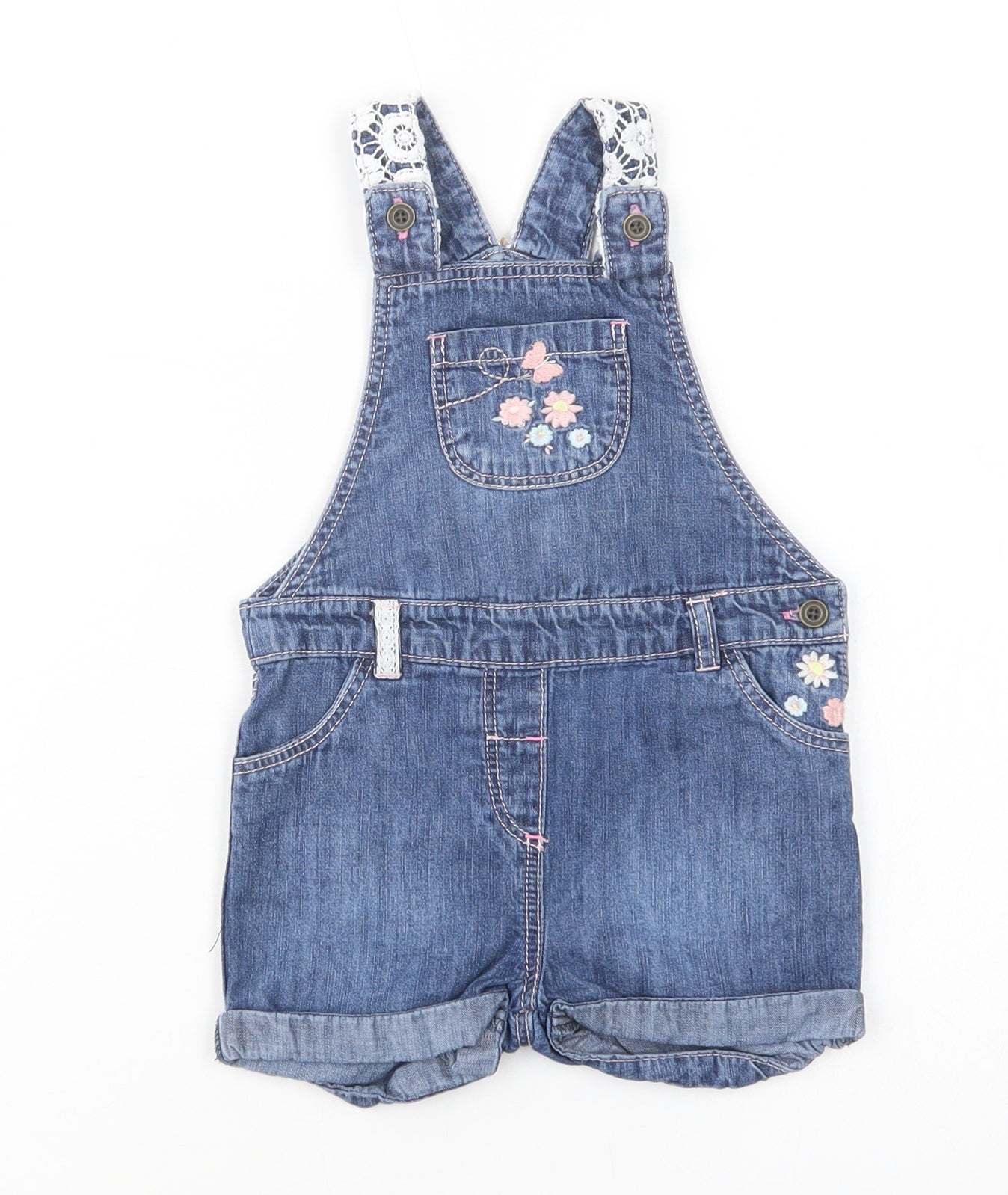 Primark Baby Blue  Cotton Dungaree Outfit/Set Size 18-24 Months  Button