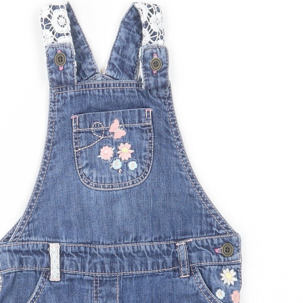 Primark Baby Blue  Cotton Dungaree Outfit/Set Size 18-24 Months  Button
