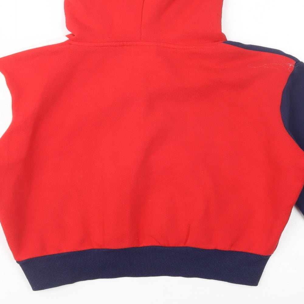 FILA Womens Red Colourblock Cotton Pullover Hoodie Size XS  Pullover