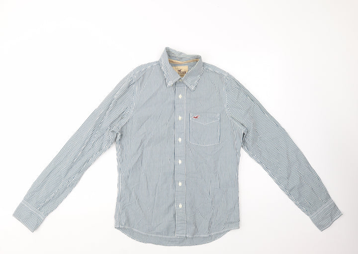 Hollister Mens Blue Striped Cotton  Button-Up Size S Collared Button