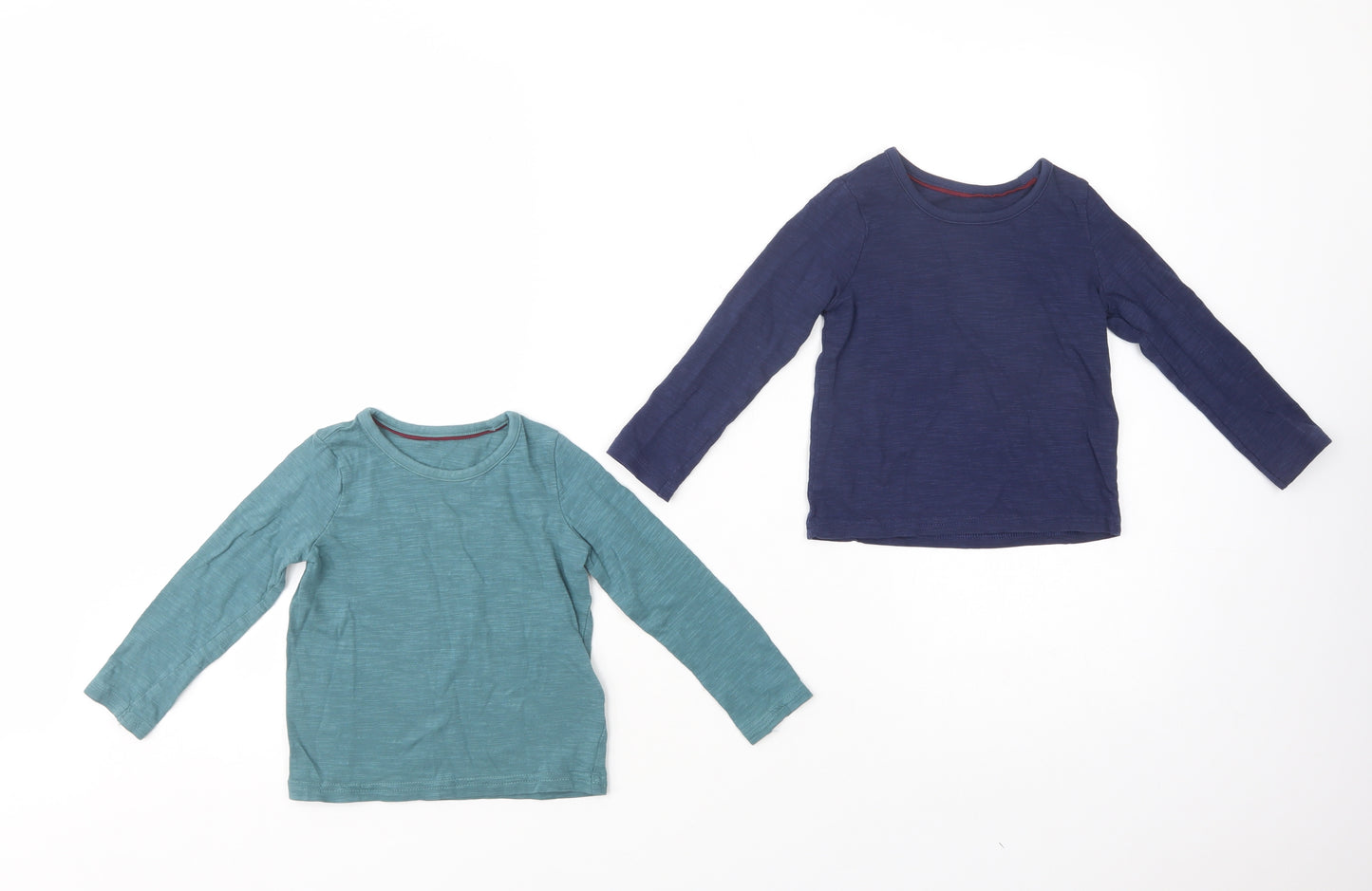 Marks and Spencer Boys Green  Cotton Basic T-Shirt Size 2-3 Years Crew Neck Pullover - Set