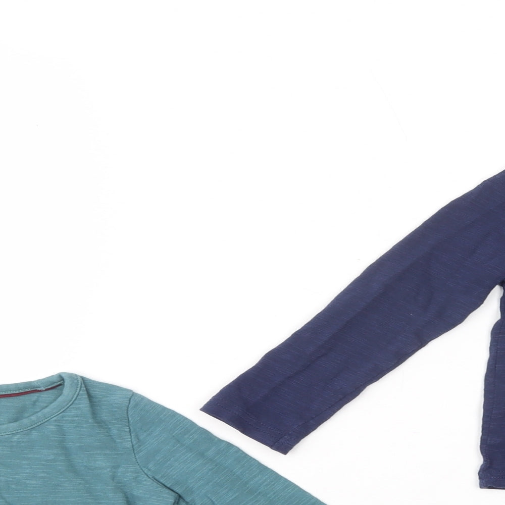 Marks and Spencer Boys Green  Cotton Basic T-Shirt Size 2-3 Years Crew Neck Pullover - Set