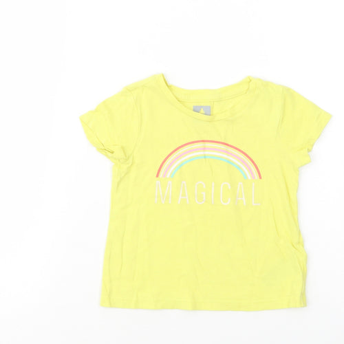Gap Baby Yellow  Cotton Basic T-Shirt Size 18-24 Months Crew Neck Pullover - Rainbow