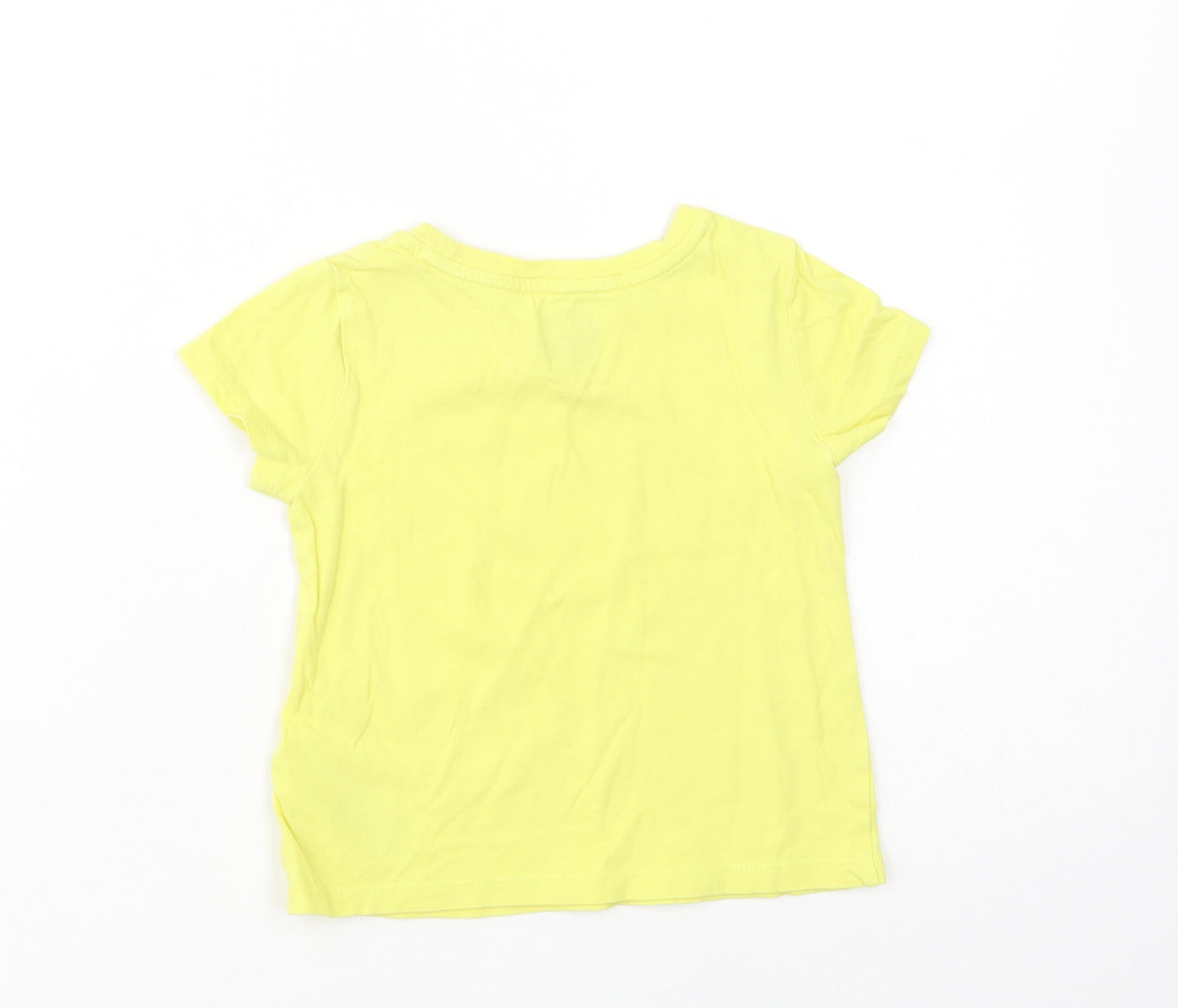 Gap Baby Yellow  Cotton Basic T-Shirt Size 18-24 Months Crew Neck Pullover - Rainbow