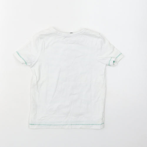 George Girls White  Cotton Basic T-Shirt Size 2-3 Years Crew Neck Pullover - Meerkat