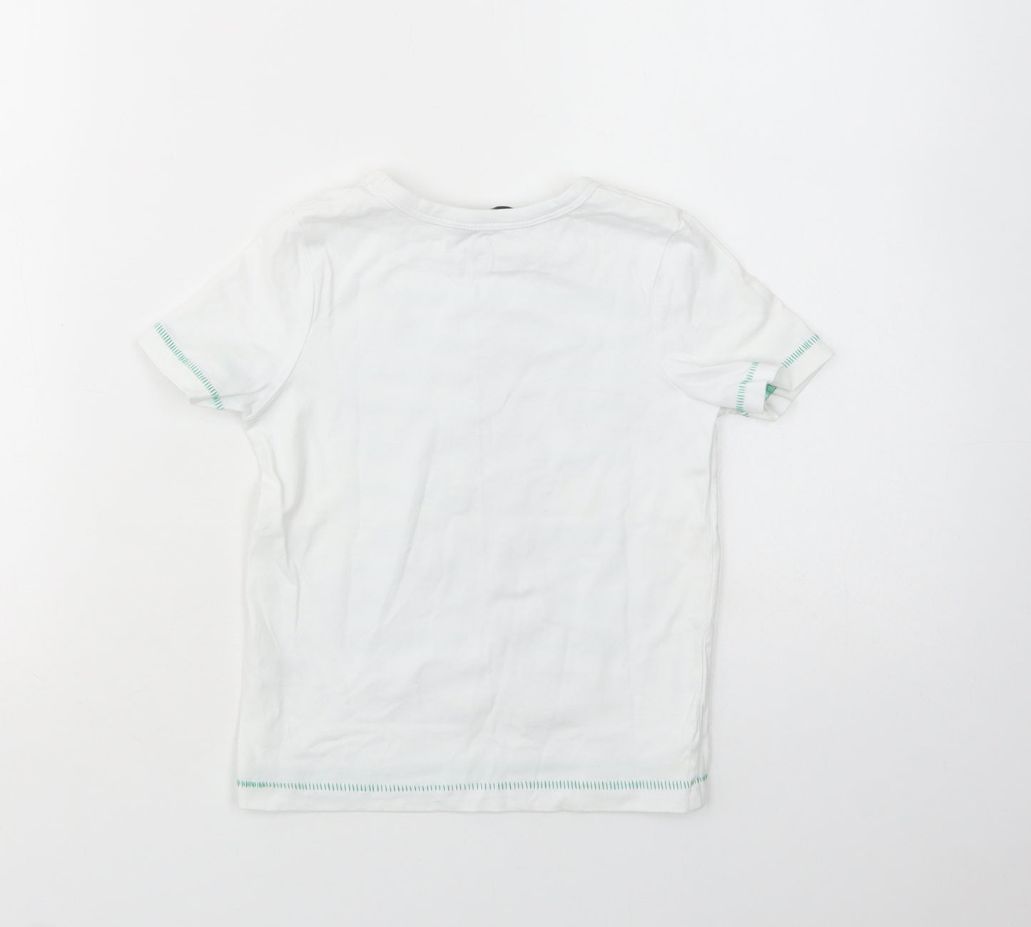 George Girls White  Cotton Basic T-Shirt Size 2-3 Years Crew Neck Pullover - Meerkat