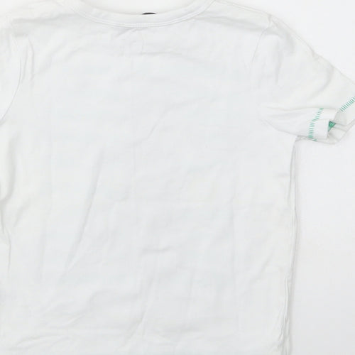 George Girls White  Cotton Basic T-Shirt Size 2-3 Years Crew Neck Pullover - Meerkat