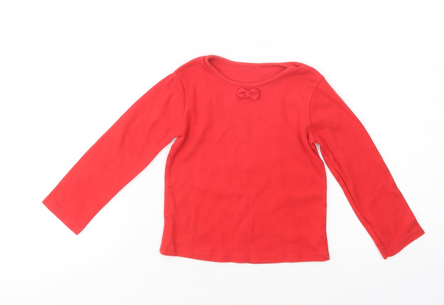 George Girls Red  Cotton Pullover T-Shirt Size 2-3 Years Crew Neck Pullover